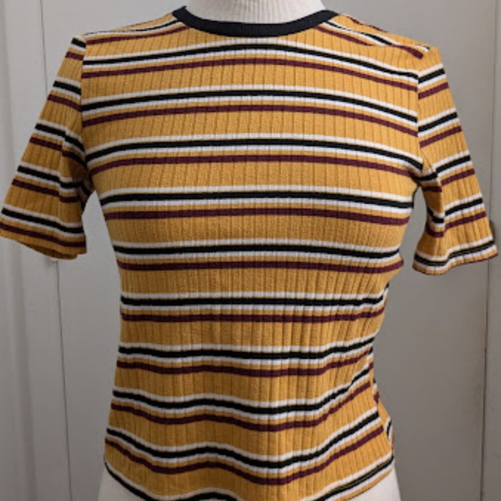 Stretchy, Striped Short Sleeved Shirt | Size L | Koton brand